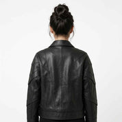 Asymmetric Panel Leather Jacket | Women’s Stylish Premium Leather Jacket
