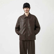 Men’s Oversized Utility Leather Jacket | Premium Leather Jacket