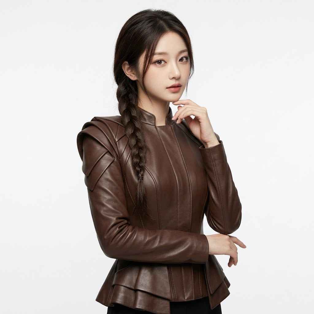 Women Origami Shoulder Leather Jacket | Women’s Stylish Premium Leather Jacket