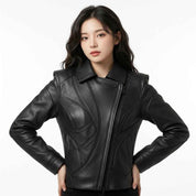 Women’s Sculpted Panel Moto Leather Jacket | Stylish Premium Biker Jacket
