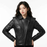 Women’s Sculpted Panel Moto Leather Jacket | Stylish Premium Biker Jacket