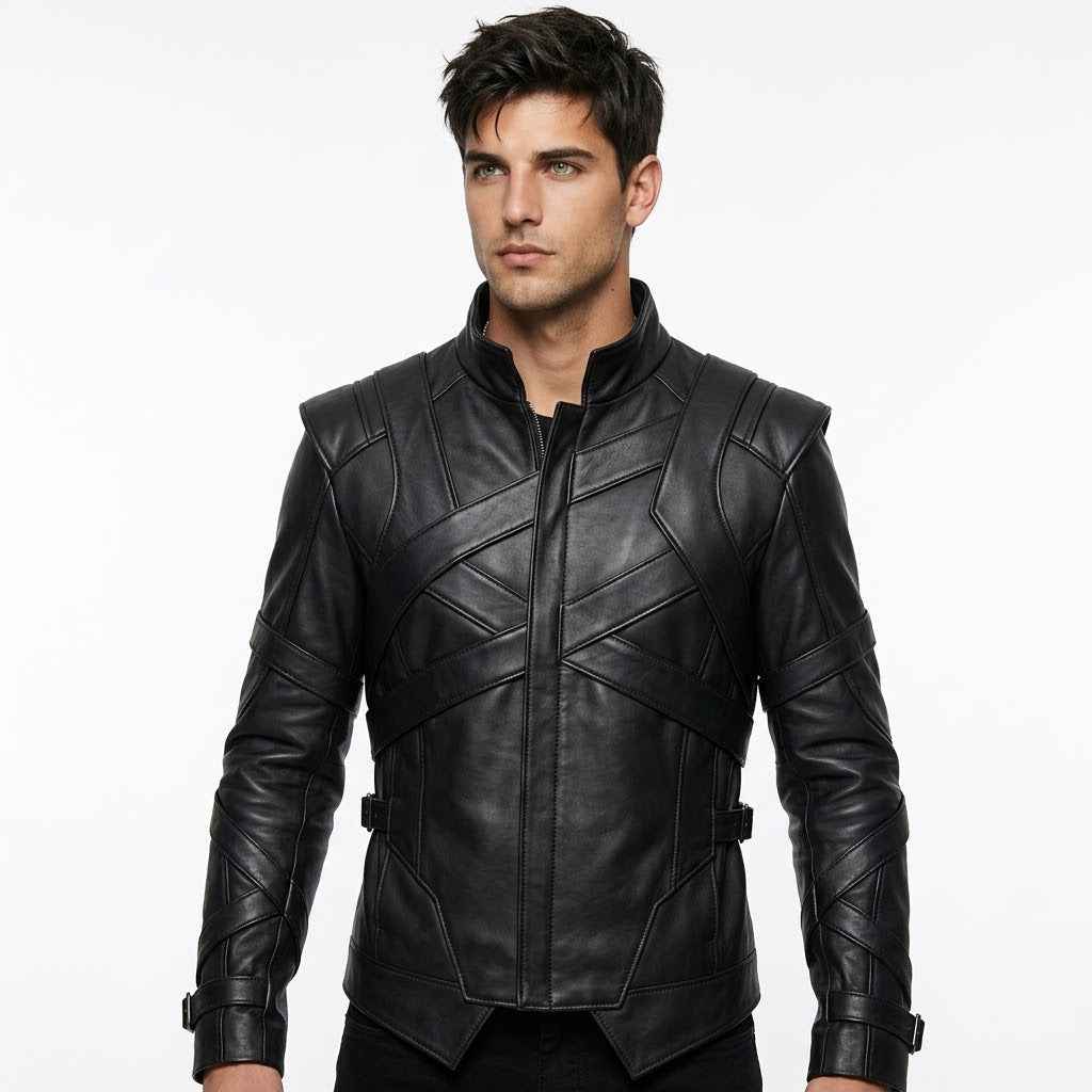 Layered Harness-Panel Leather Jacket | Stylish Premium Biker Jacket