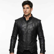Layered Harness-Panel Leather Jacket | Stylish Premium Biker Jacket