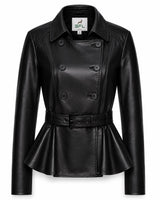 BFL Victoria Women’s Premium Black Genuine Leather Peplum Jacket.