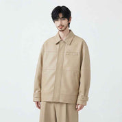 Men’s Oversized Utility Leather Jacket | Premium Leather Jacket