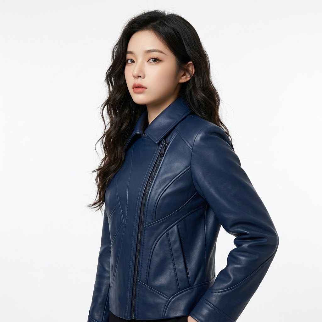 Women’s Sculpted Panel Moto Leather Jacket | Stylish Premium Biker Jacket