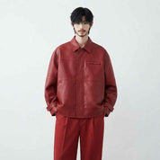 Men’s Oversized Utility Leather Jacket | Premium Leather Jacket