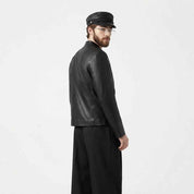 Men’s Diagonal Pleat Leather Jacket | Premium Genuine Leather Jacket