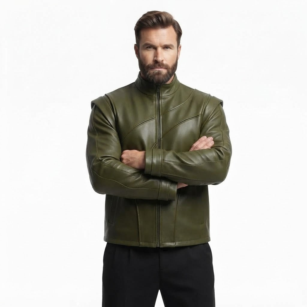 Men’s Sculpted Panel Leather Jacket – Premium Contemporary Designer Fashion Jacket
