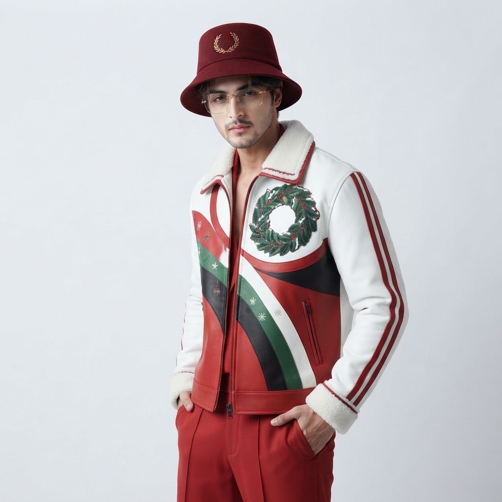 Men’s Christmas Racing Leather Jacket | Premium Genuine Leather