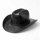 Classic Black Leather Cowboy Hat