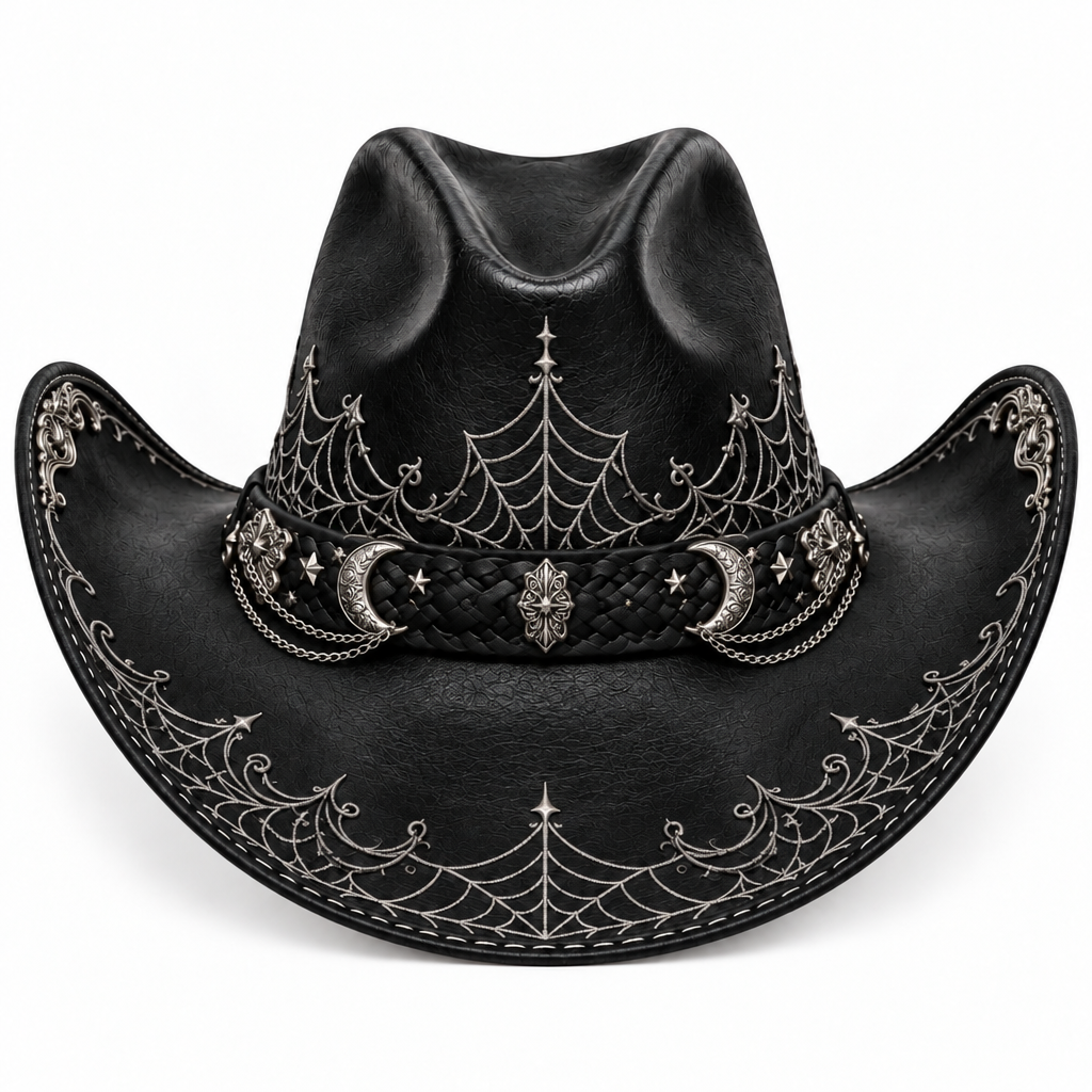 Black-silver Halloween hat, back view