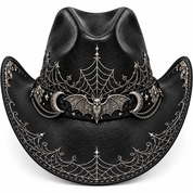 Black-silver Halloween hat, engraved hardware detail