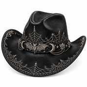 Black-silver Halloween hat, front-right angle