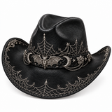 Black & Silver Halloween Leather Cowboy Hat | BFL