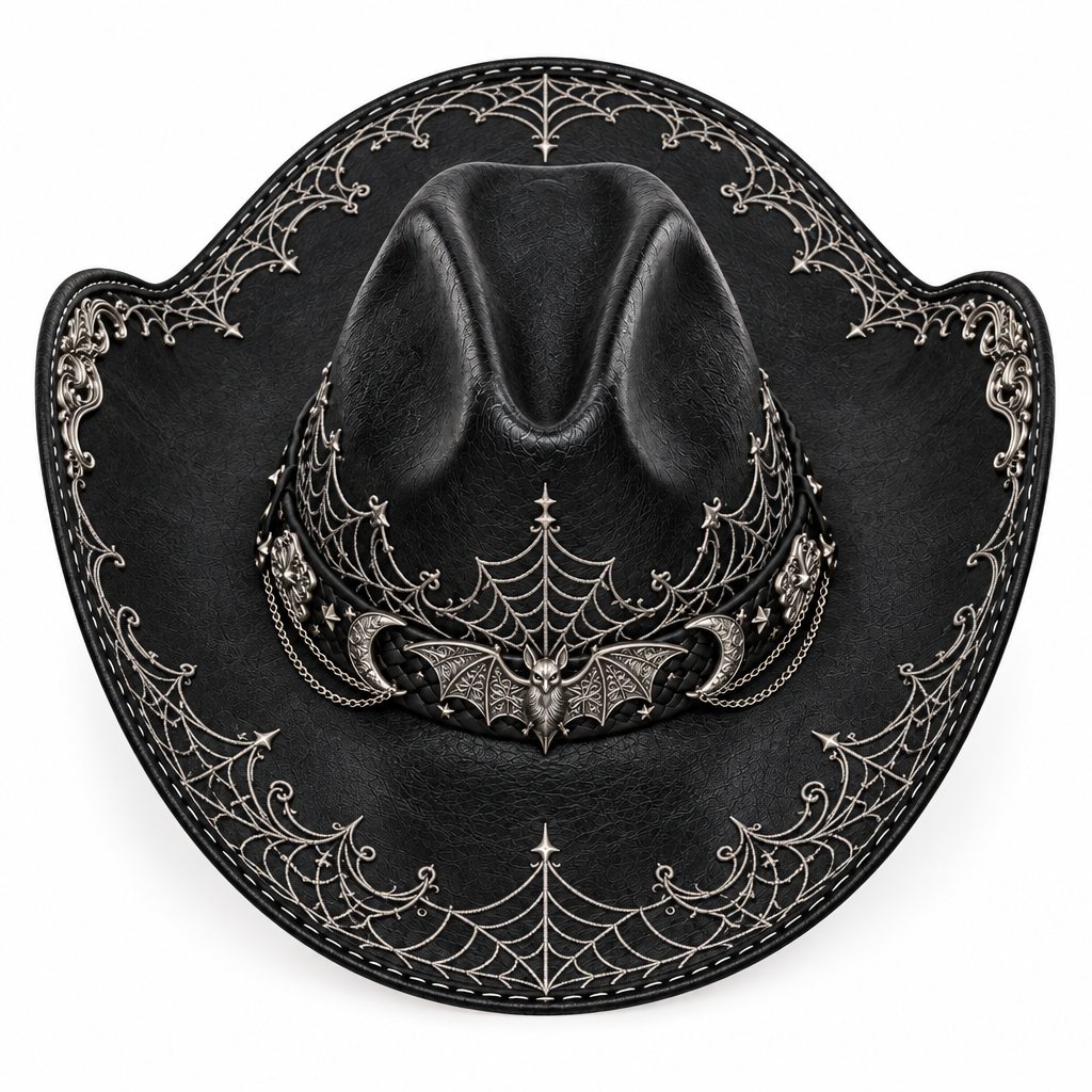 Black-silver Halloween hat, top view