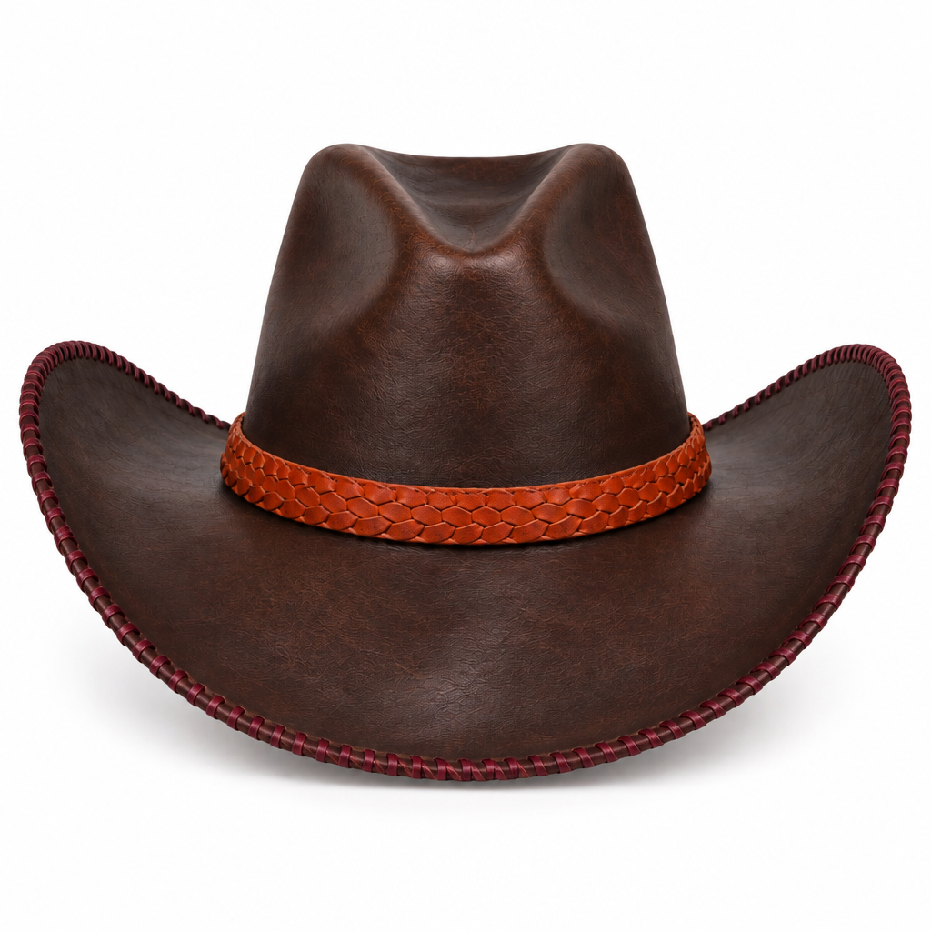 Brown cowboy hat, back view