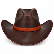 Brown cowboy hat, back view