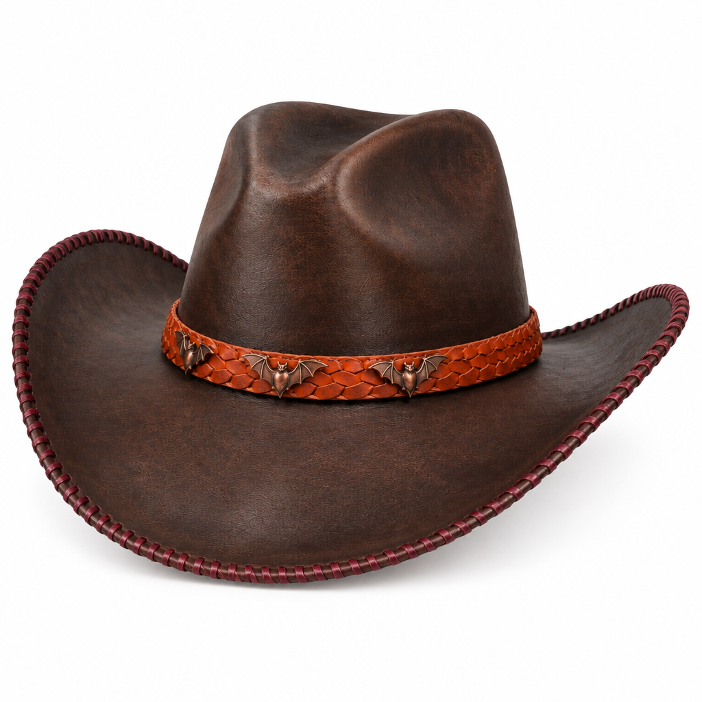Brown cowboy hat, left angle