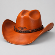 Burnt-orange leather cowboy hat