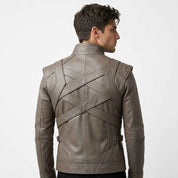 Layered Harness-Panel Leather Jacket | Stylish Premium Biker Jacket