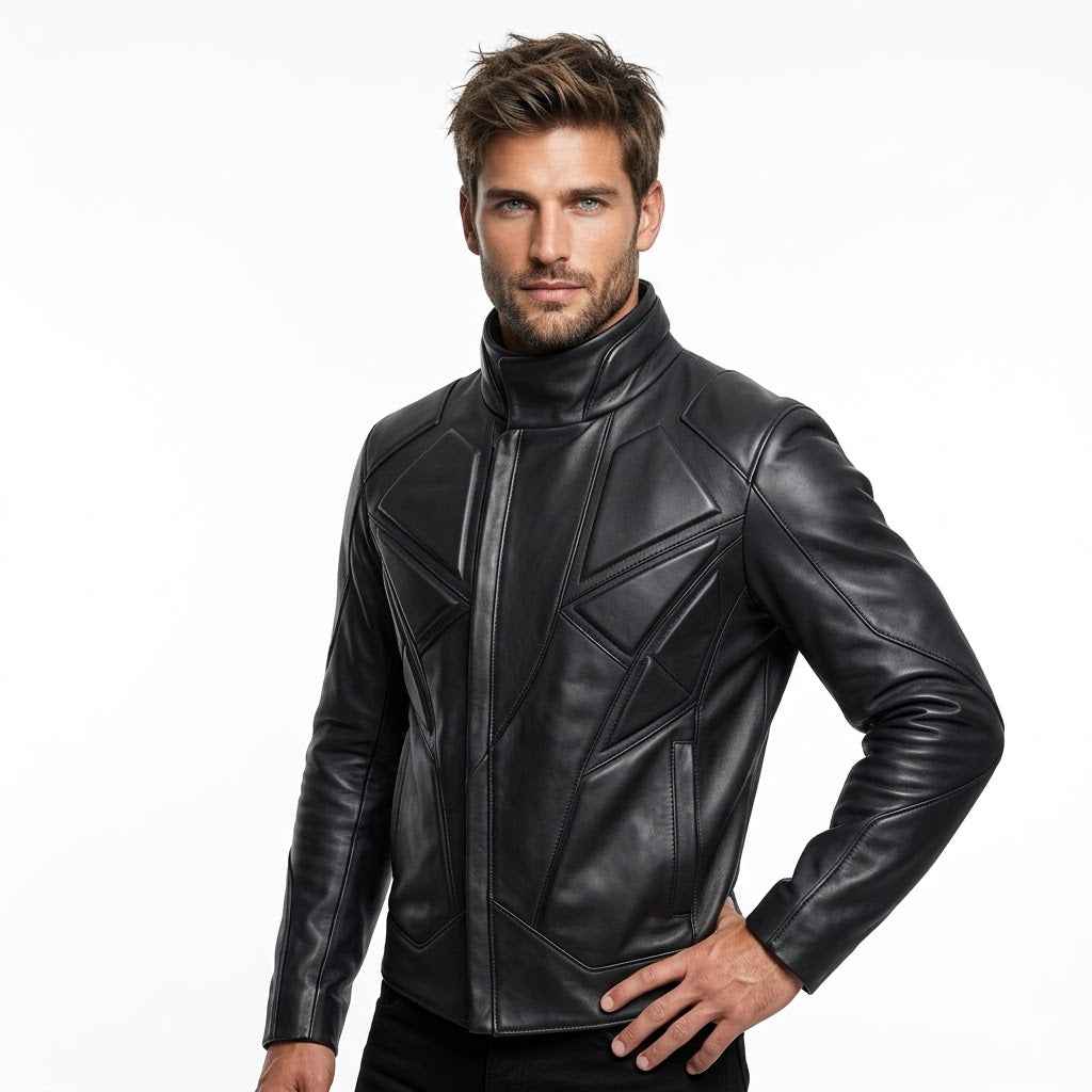 Architectural Panel Leather Jacket | Stylish Premium Structured Jacket