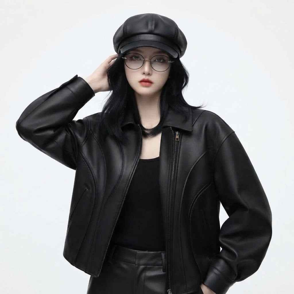 Women’s Sculpted Panel Leather Jacket | Premium Genuine Leather Jacket