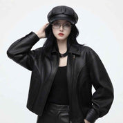 Women’s Sculpted Panel Leather Jacket | Premium Genuine Leather Jacket