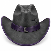 Charcoal cowboy hat, crescent and embroidery detail