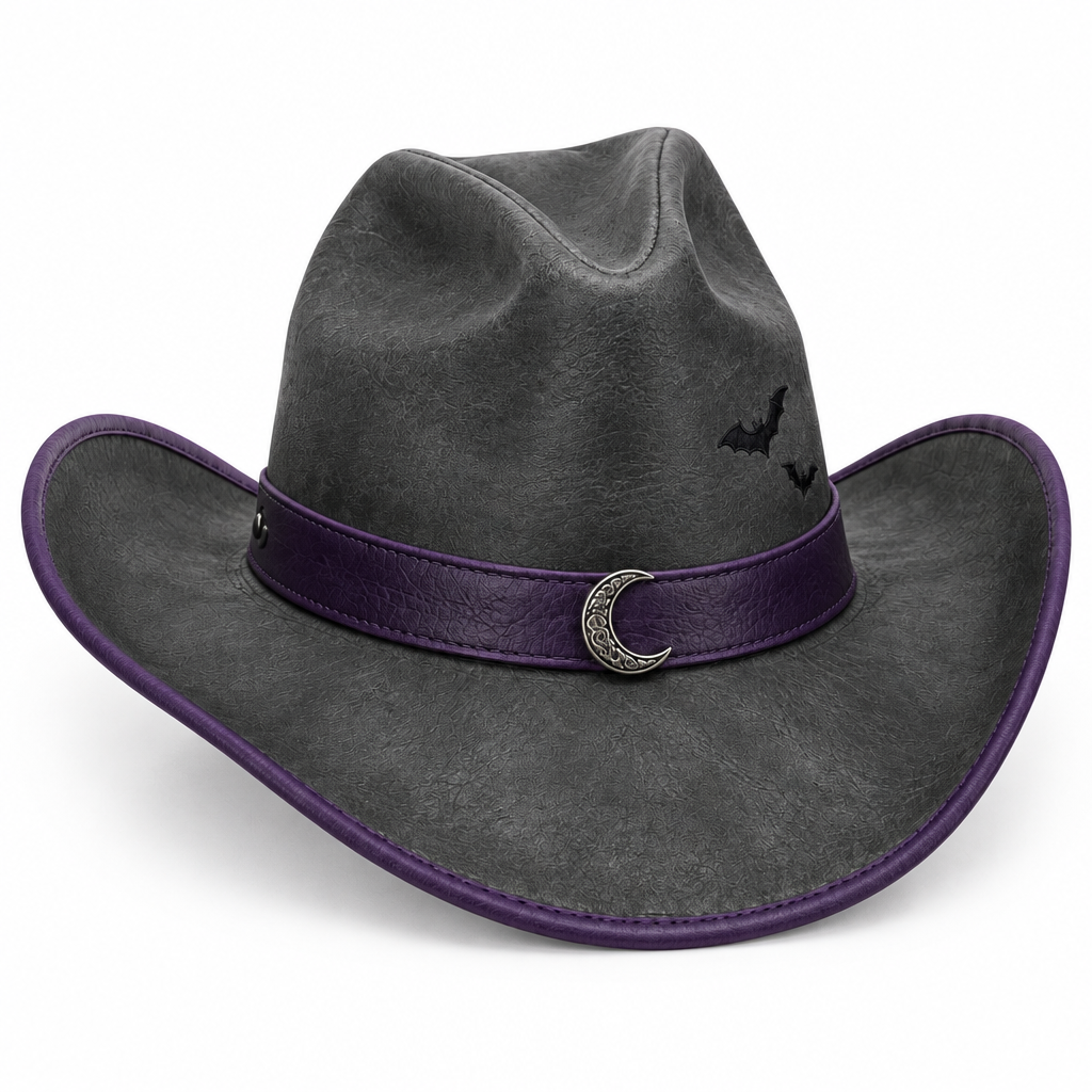 Charcoal cowboy hat, left angle