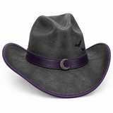 Charcoal Moon & Bat Halloween Leather Cowboy Hat | BFL