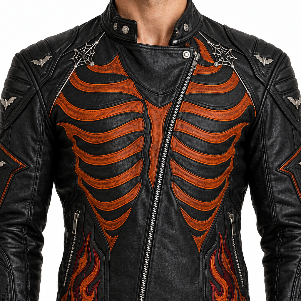 Chest embroidery and zipper detail
