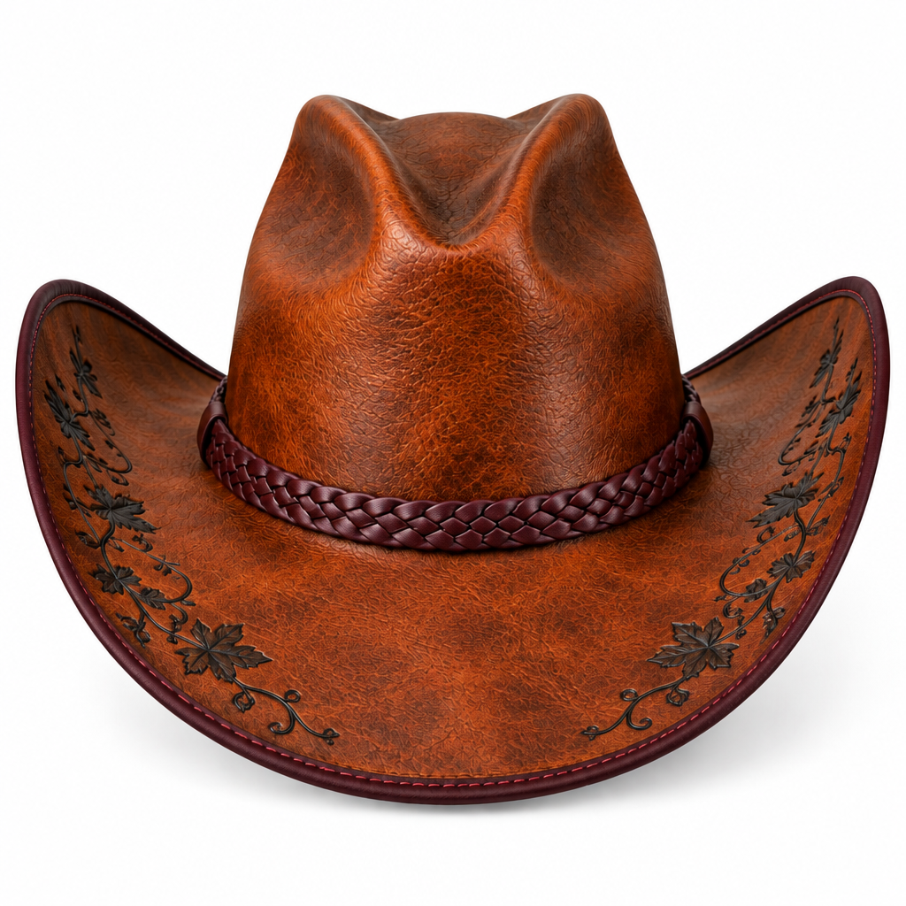 Copper cowboy hat, back view