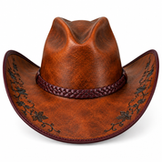 Copper cowboy hat, back view