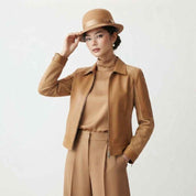 Women’s Chocolate Brown Full-Leather Fall Jacket | Premium Genuine Leather Autumn Jacket