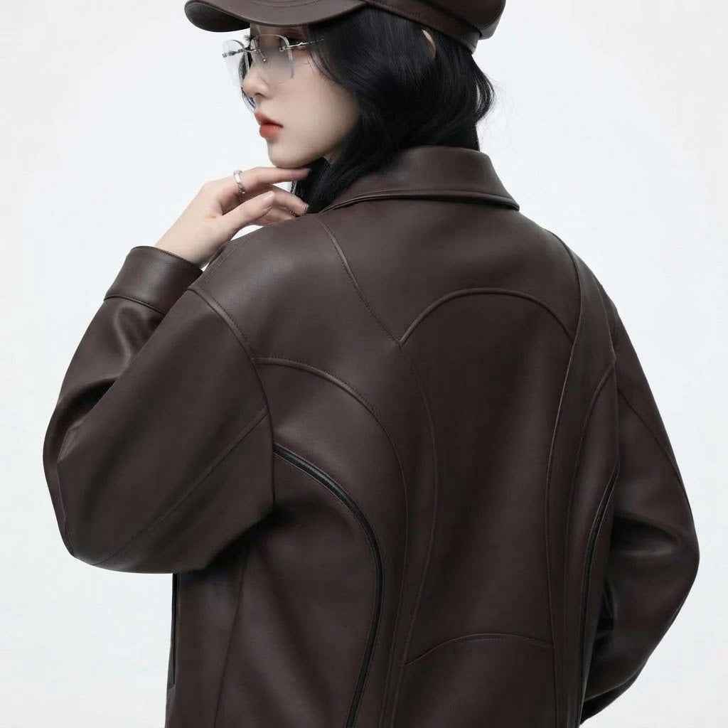 Women’s Sculpted Panel Leather Jacket | Premium Genuine Leather Jacket
