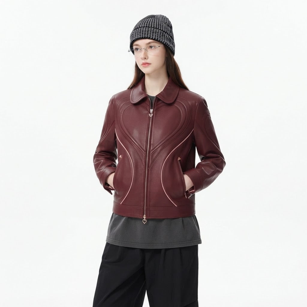 Women’s Valentine’s Day Leather Jacket | Premium Wine Red Leather Jacket