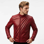 Men's Diagonal Pleat Leather Field Jacket | Stylish Premium Leather Jacket
