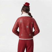 Women’s Red Faux Leather Christmas Jacket | Festive Holiday Biker Jacket
