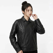 Asymmetric Panel Leather Jacket | Women’s Stylish Premium Leather Jacket