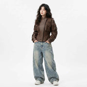 Utility Pocket Panel Leather Jacket | Stylish Premium Biker Jacket