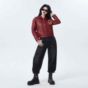 Women’s Halloween Embroidered Leather Jacket