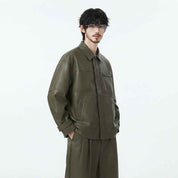 Men’s Oversized Utility Leather Jacket | Premium Leather Jacket