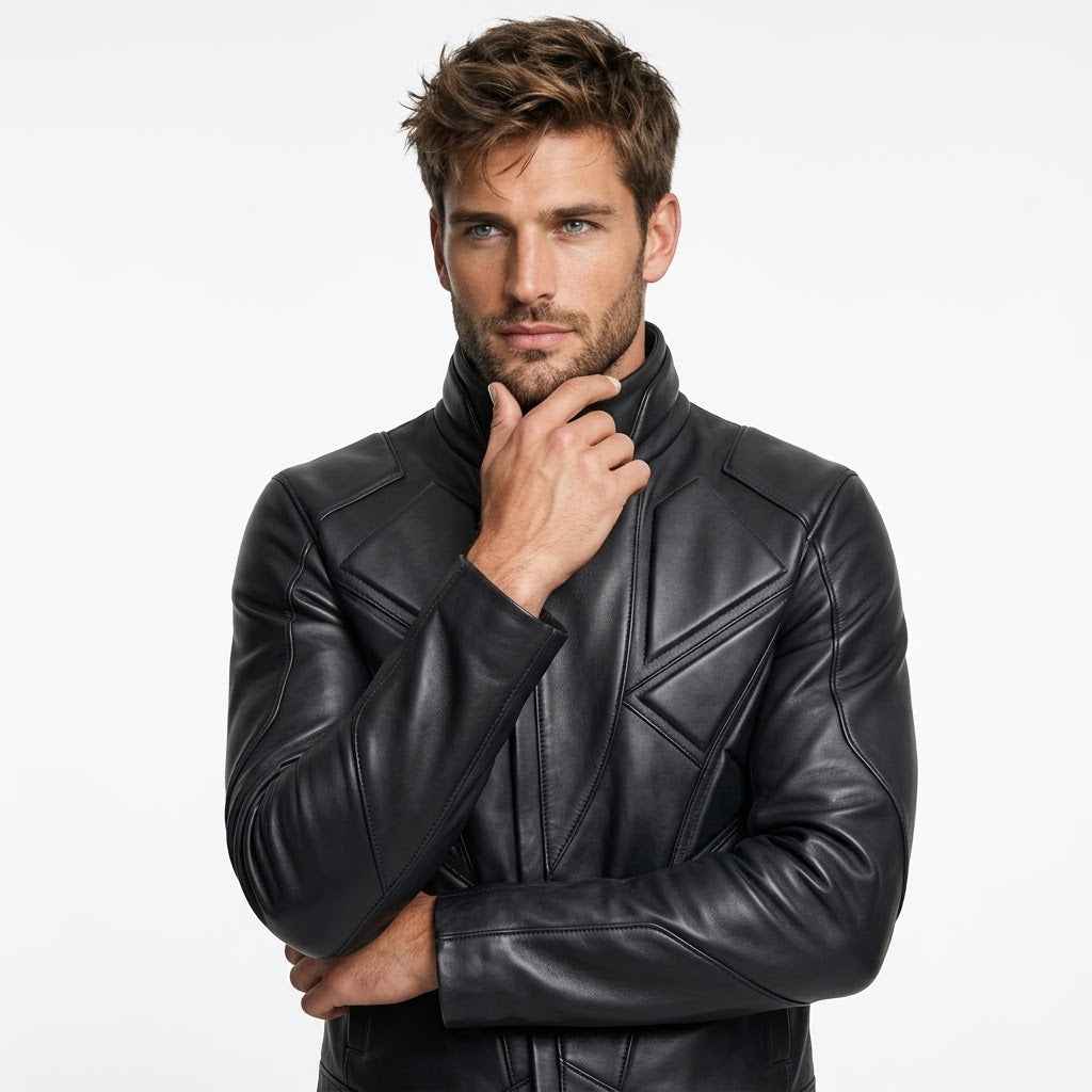 Architectural Panel Leather Jacket | Stylish Premium Structured Jacket