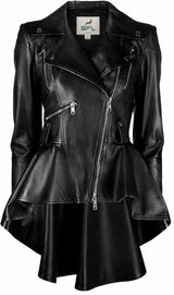 BFL Noir Women’s Black Leather Peplum Jacket