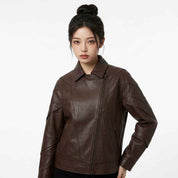 Asymmetric Panel Leather Jacket | Women’s Stylish Premium Leather Jacket