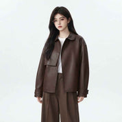 Women’s Oversized Double-Layer Leather Jacket | Premium Leather Jacket