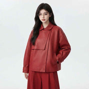 Women’s Oversized Double-Layer Leather Jacket | Premium Leather Jacket