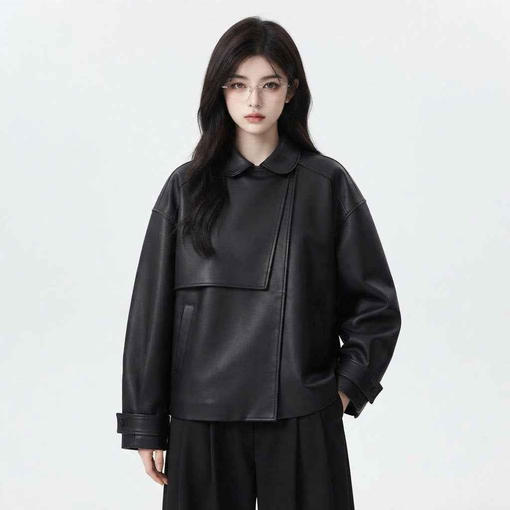 Women’s Oversized Double-Layer Leather Jacket | Premium Leather Jacket
