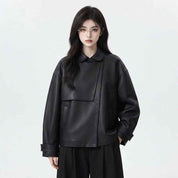 Women’s Oversized Double-Layer Leather Jacket | Premium Leather Jacket